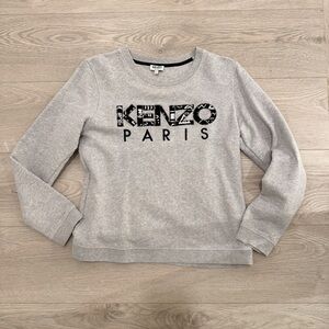 Authentic Kenzo Paris Light Gray Logo Sweatshirt Size Small JZ1010